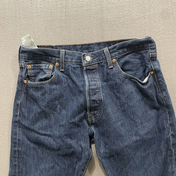 Levis Jeans Mens 34x30 Blue 501xx Dark Wash Button Fly Straight Leg Cotton - Picture 3 of 10